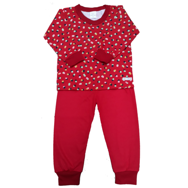 0336  Pijama Algodão Vermelho com Bolas 1 2